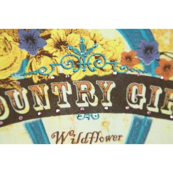 Vintage M Top Y2K 90s Western Cowgirl Allover Print Rodeo Boho Floral Sequins - Picture 5 of 9